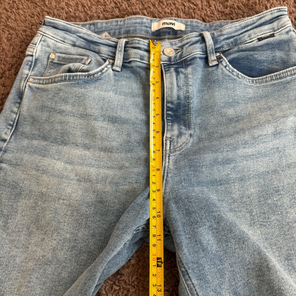 Mavi High Rise Straight Leg Jeans Raw Hem Organic Cotton Stretch 30 x 30 $128 - Picture 12 of 13